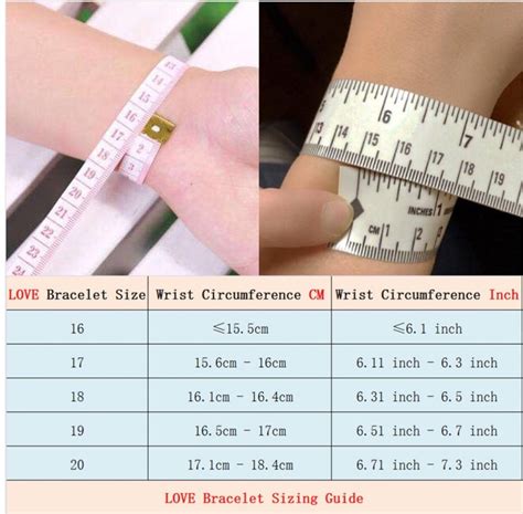 cartier size chart bracelet